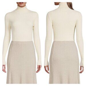 Mara Hoffman Lori Turtleneck Sweater Cream Ribbed Size 2X Organic Cotton